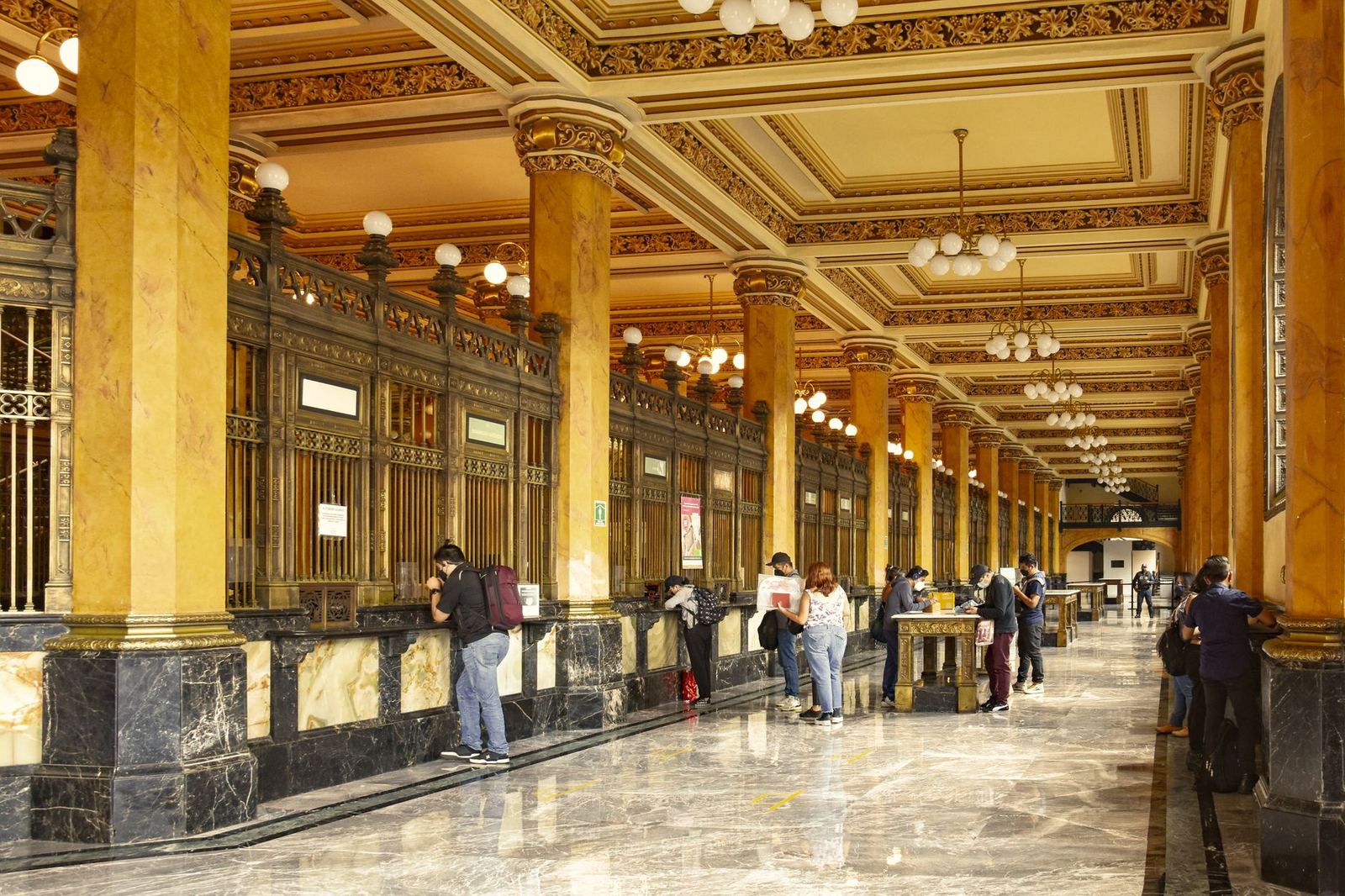 Explore the grand architectural design inside the Palacio Postal, Mexico City's iconic post office.